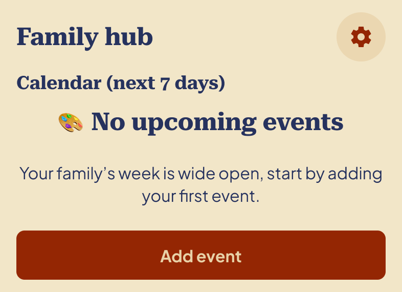 Family hub empty calendar state