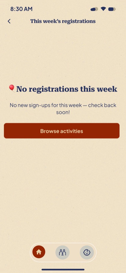Registrations — empty