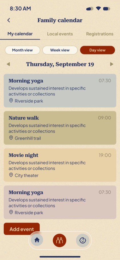 Week view — scrolled