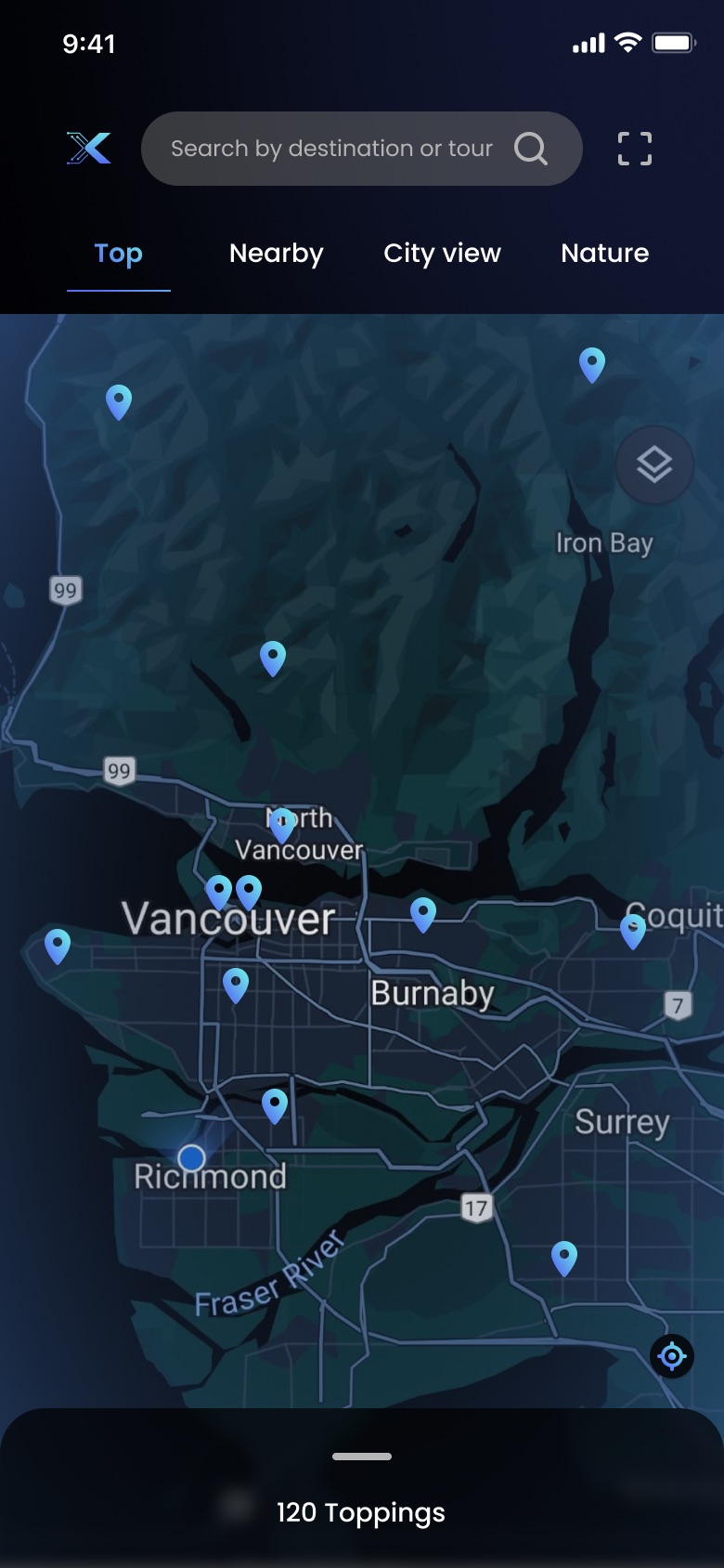 Tours on the map
